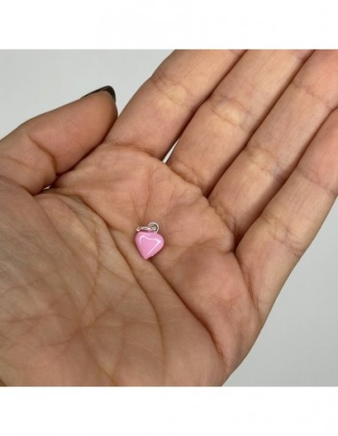 Ciondolo Argento Smaltato Cuore Rosa Carne 10MM [d9f76765]