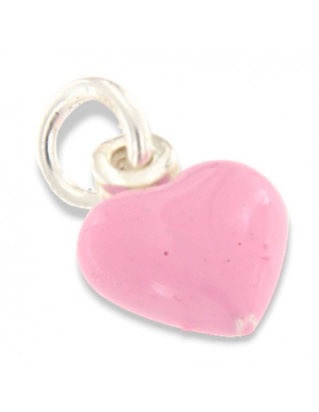 Ciondolo Argento Smaltato Cuore Rosa Carne 10MM [6eeaa661]