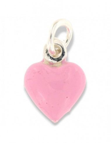 Ciondolo Argento Smaltato Cuore Rosa Carne 10MM [6bbae17f]