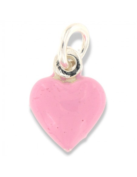 Ciondolo Argento Smaltato Cuore Rosa Carne 10MM [6bbae17f]