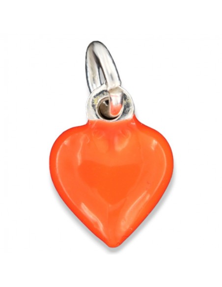 Ciondolo Argento Smaltato Cuore Arancione 10MM [fae267ed]