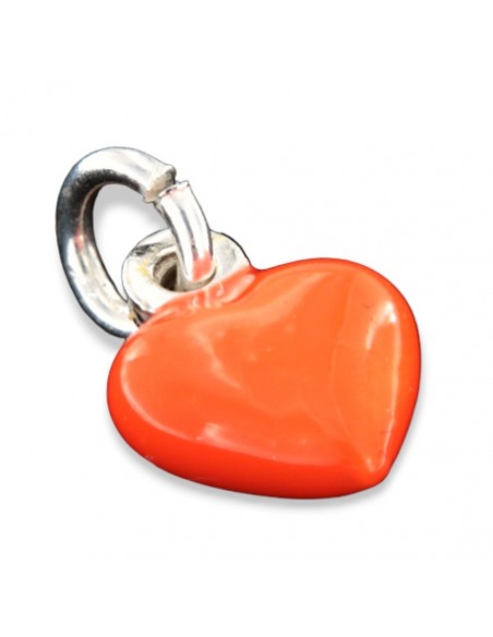Ciondolo Argento Smaltato Cuore Arancione 10MM [fbadad64]