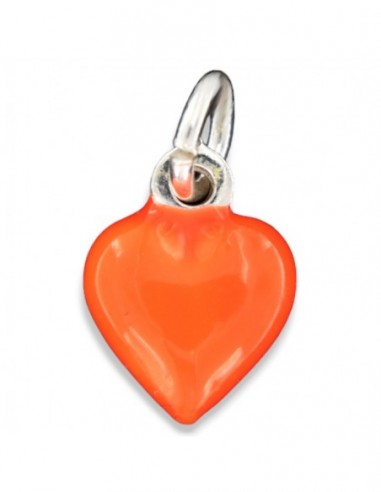 Ciondolo Argento Smaltato Cuore Arancione 10MM [fefdea7a]