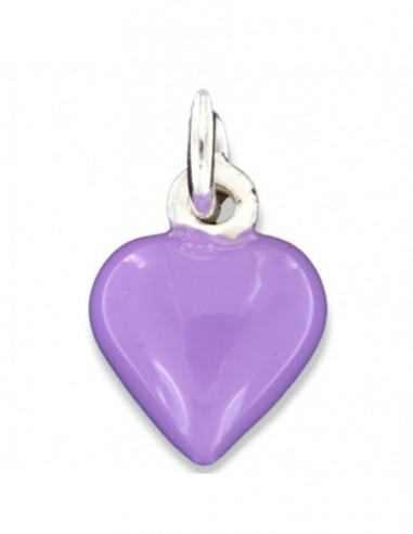 Ciondolo Argento Smaltato Cuore Lilla 10MM [7951327b]