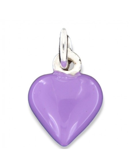 Ciondolo Argento Smaltato Cuore Lilla 10MM [7951327b]