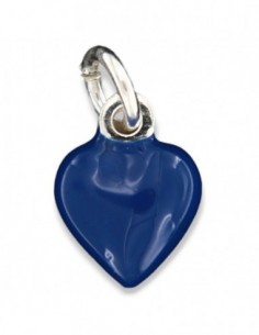 Ciondolo Argento Smaltato Cuore Blu 10MM [2964aadc]