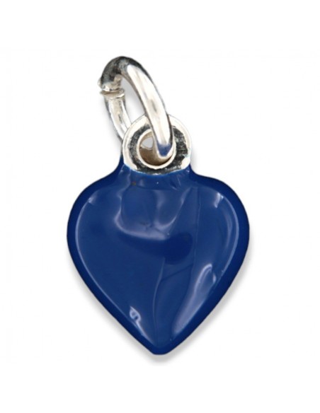 Ciondolo Argento Smaltato Cuore Blu 10MM [2964aadc]