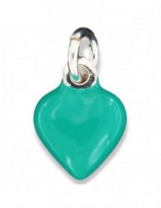 Ciondolo Argento Smaltato Cuore Verde Acqua 10MM [fa557a2c]