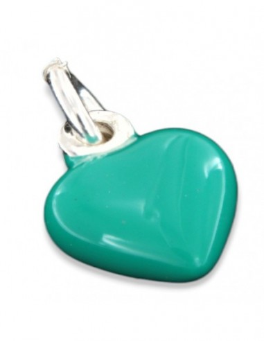 Ciondolo Argento Smaltato Cuore Verde Acqua 10MM [5085a2bf]