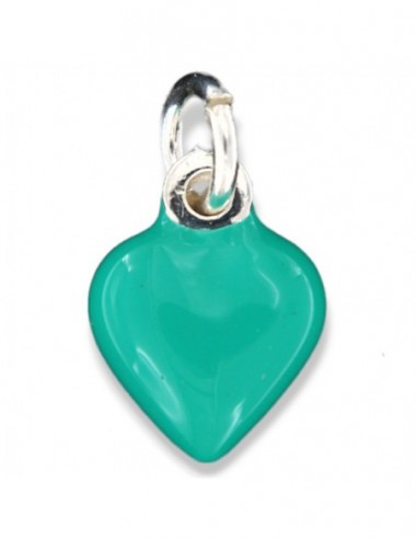 Ciondolo Argento Smaltato Cuore Verde Acqua 10MM [55d5e5a1]
