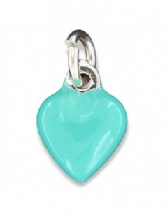 Ciondolo Argento Smaltato Cuore Verde Chiaro 10MM [4d48bb28]