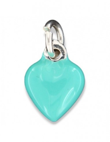 Ciondolo Argento Smaltato Cuore Verde Chiaro 10MM [4d48bb28]