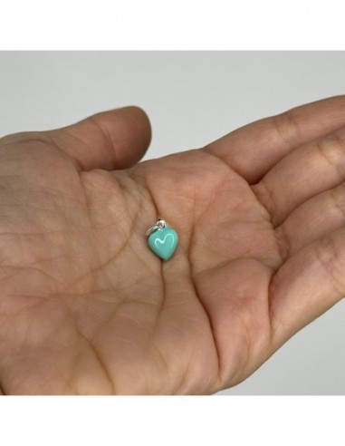 Ciondolo Argento Smaltato Cuore Verde Chiaro 10MM [6034bbba]