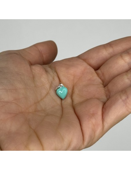 Ciondolo Argento Smaltato Cuore Verde Chiaro 10MM [6034bbba]