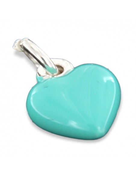 Ciondolo Argento Smaltato Cuore Verde Chiaro 10MM [d7297abe]