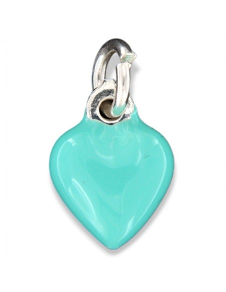 Ciondolo Argento Smaltato Cuore Verde Chiaro 10MM [d2793da0]