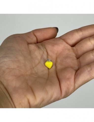 Ciondolo Argento Smaltato Cuore Giallo 10MM [e9c1d2b8]