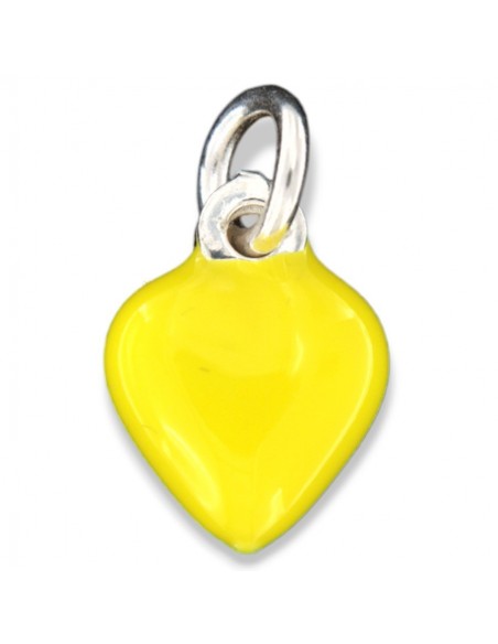 Ciondolo Argento Smaltato Cuore Giallo 10MM [5b8c54a2]