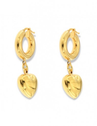 Orecchini Argento Dorato Cerchi Cuore Pendente [fa38c09a]
