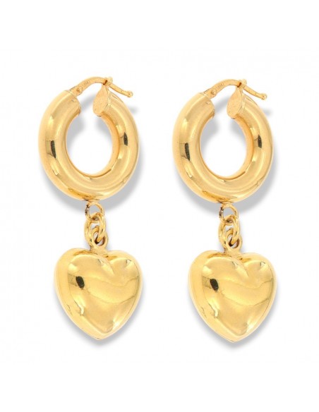 Orecchini Argento Dorato Cerchi Cuore Pendente [f644f909]