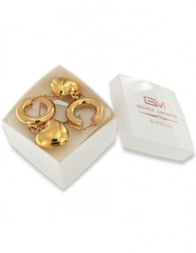 Orecchini Argento Dorato Cerchi Cuore Pendente [4159380d]