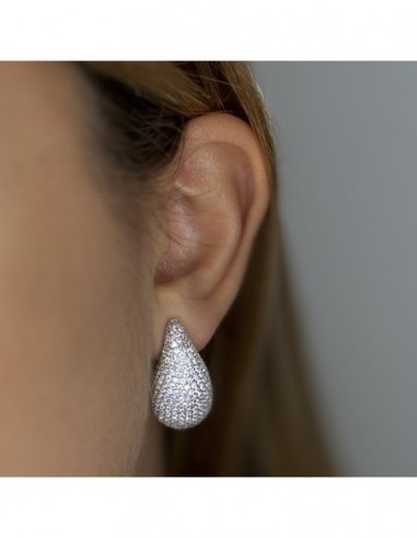 Orecchini Argento Rodiato Goccia Zirconi Pavè [23fc18b8]