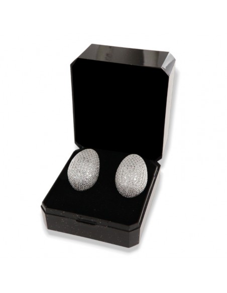Orecchini Argento Rodiato Goccia Zirconi Pavè [26ac5fa6]