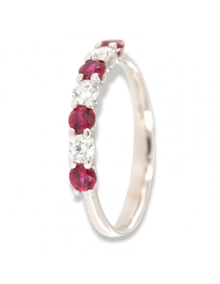 Anello Oro Bianco Riviera Zirconi Rossi Bianchi [117bfa5b]