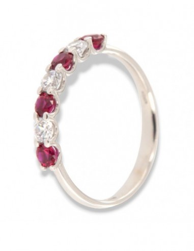Anello Oro Bianco Riviera Zirconi Rossi Bianchi [b88a79a0]
