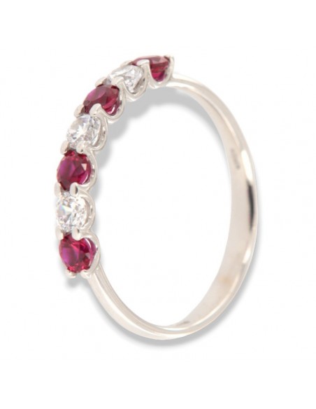Anello Oro Bianco Riviera Zirconi Rossi Bianchi [b88a79a0]