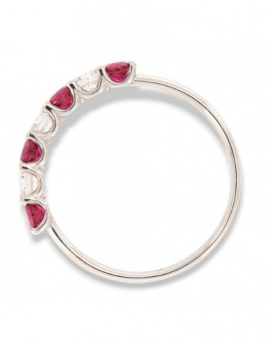 Anello Oro Bianco Riviera Zirconi Rossi Bianchi [0f97b8a4]