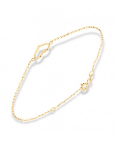 Bracciale Oro Giallo Catenina CIondolo Cuore [ea09159c]
