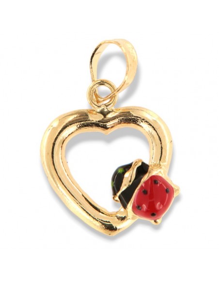 Ciondolo Oro Giallo Cuore Con Coccinella [7c4b4507]