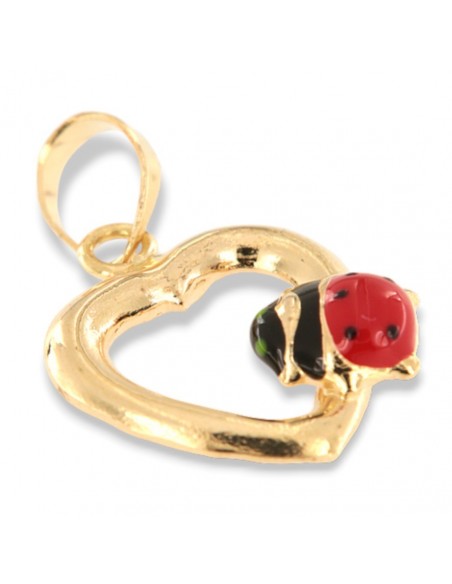 Ciondolo Oro Giallo Cuore Con Coccinella [da7f5995]