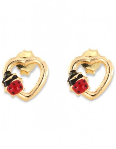 Orecchini Oro Giallo Cuore Con Coccinella [7046d435]