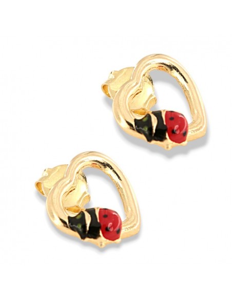 Orecchini Oro Giallo Cuore Con Coccinella [c96a8929]