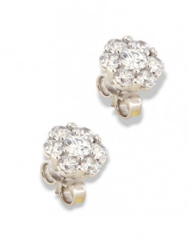 Orecchini Oro Bianco Fiore Zirconi Bianchi [3aac8342]