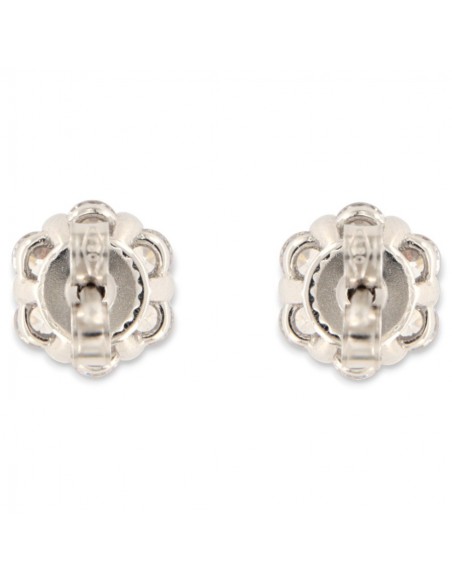 Orecchini Oro Bianco Fiore Zirconi Bianchi [3ffcc45c]
