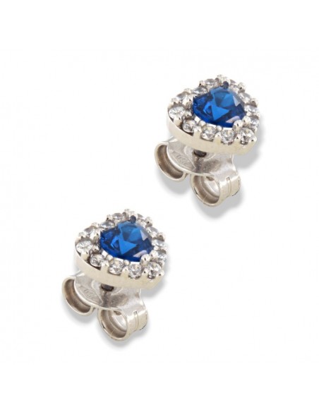 Orecchini Oro Bianco Principessa Cuore Blu [bd005b43]