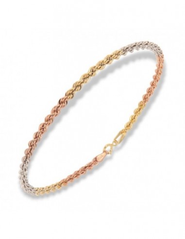 Bracciale Oro Giallo Bianco Rosa Maglia Rope [5d14d498]