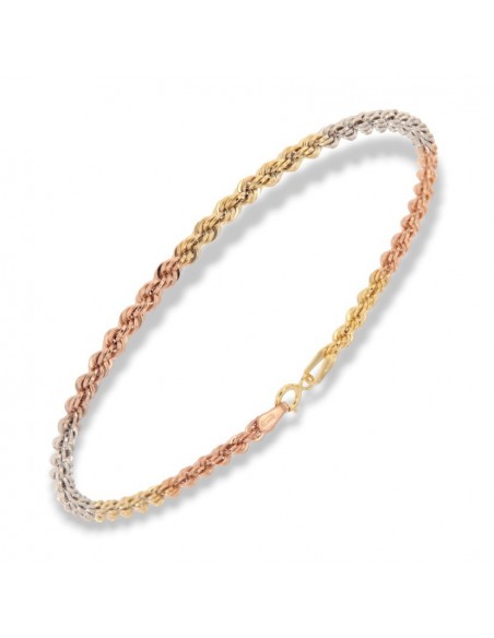 Bracciale Oro Giallo Bianco Rosa Maglia Rope [5d14d498]