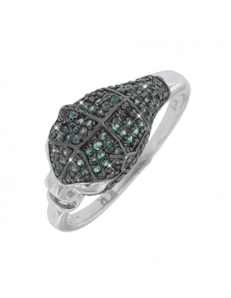 Anello Argento Rodiato Pantera Zirconi Verdi/Rossi [c1e4a9d4]