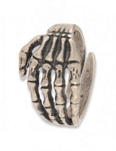 Anello Argento Brunito Mano Con Ossa [6399514c]