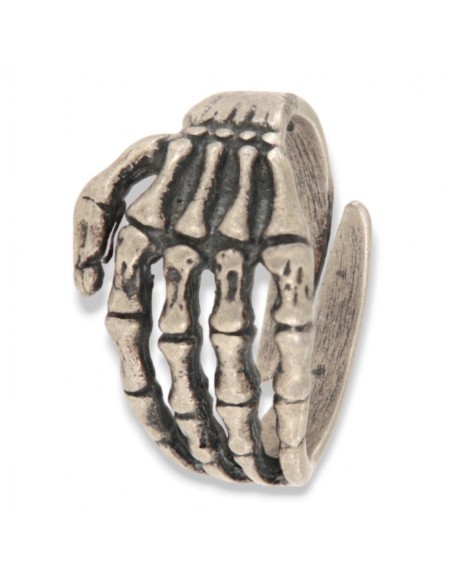 Anello Argento Brunito Mano Con Ossa [6399514c]