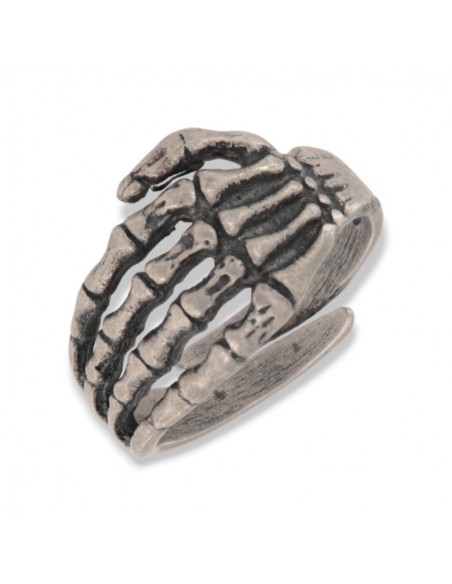 Anello Argento Brunito Mano Con Ossa [bba2b6a1]
