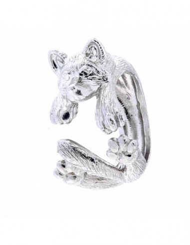 ANELLO ARGENTO RODIATO CANE VOLPE CAGNOLINO [5ccc480d]
