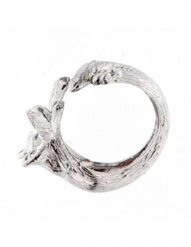 ANELLO ARGENTO RODIATO CANE VOLPE CAGNOLINO [54240e09]