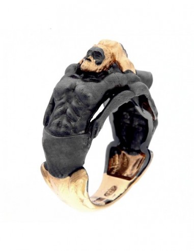 Anello Argento Dorato Rodiato Nero Adamo Ed Eva [fc4b357e]