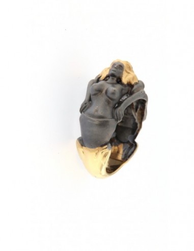 Anello Argento Dorato Rodiato Nero Adamo Ed Eva [9720f069]