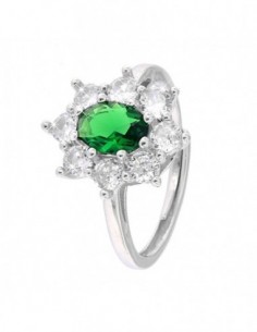 Anello Argento Rodiato Principessa Verde 7X5MM [94ff0120]